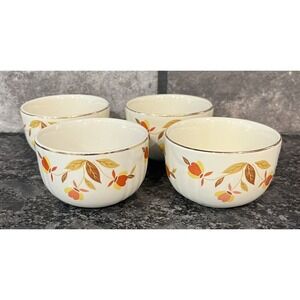 (4) Superior Hall Autumn Leaf Jewel Tea 7 Oz Radiance Custard Dessert Bowls (b)